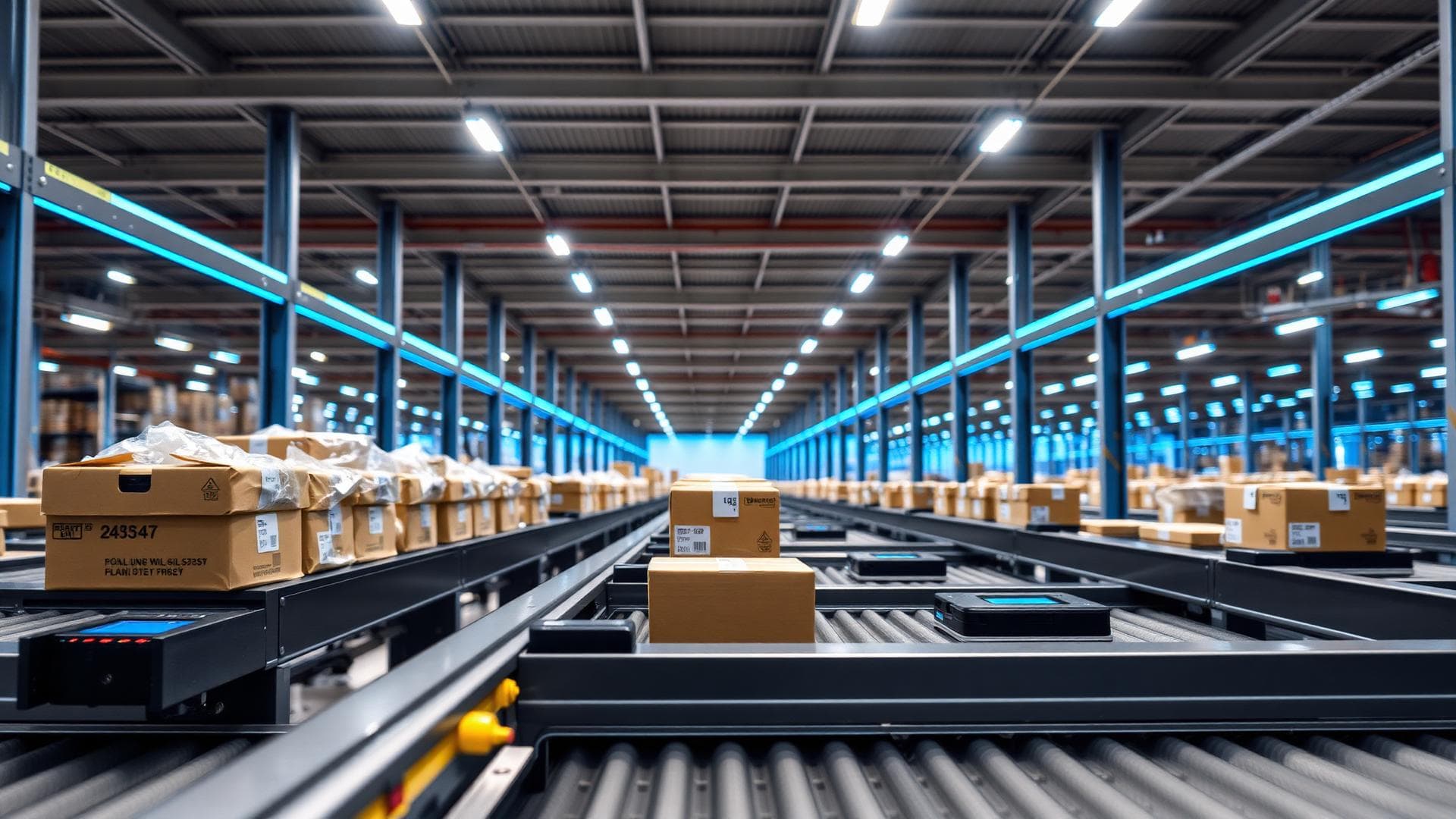 Modern warehouse with tracking technology